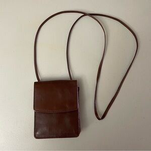 Hobo International Mini Crossbody Bag Brown Leather Wallet Organizer B44